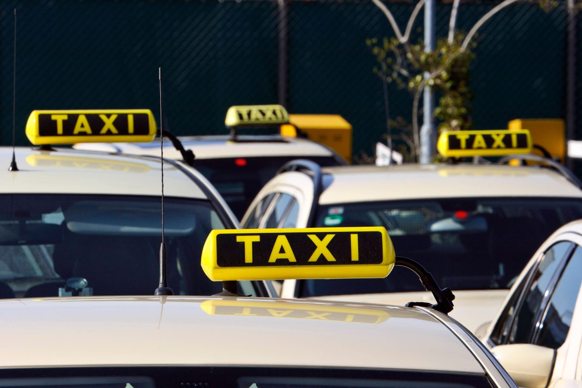 Mehrere Taxis warten an einem Standplatz (Symbolfoto): In Bremen wächst der Konkurrenzdruck durch den Fahrdienst Uber.