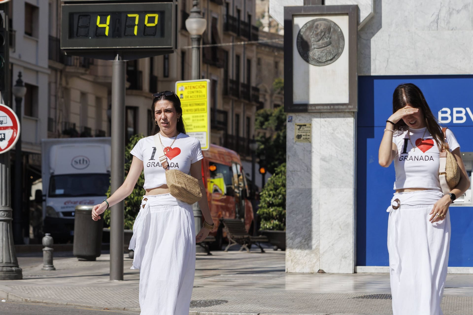 Temperaturanzeige in Granada: Weite Teile Europas ächzen unter der Hitze.