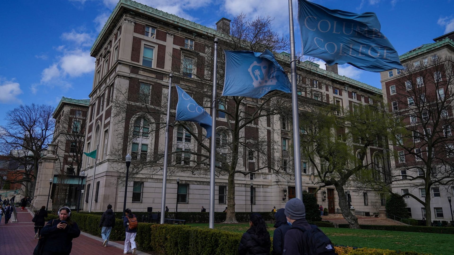 FILE PHOTO: People walk on campus at Columbia University in New York City