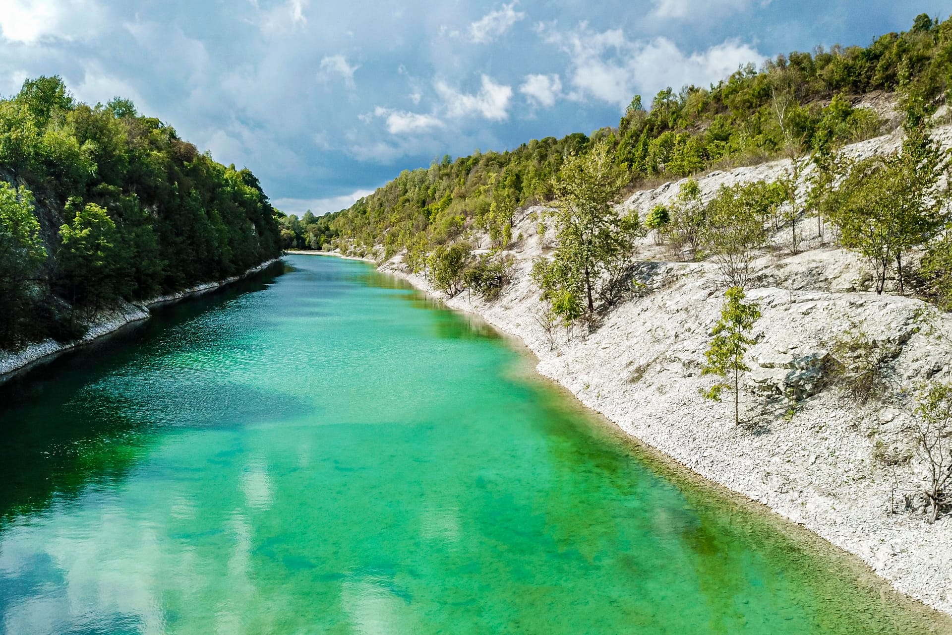 Beautiful canyon, Lengerich, Tecklenburger Land, Germany. Like beach, turquoise water.