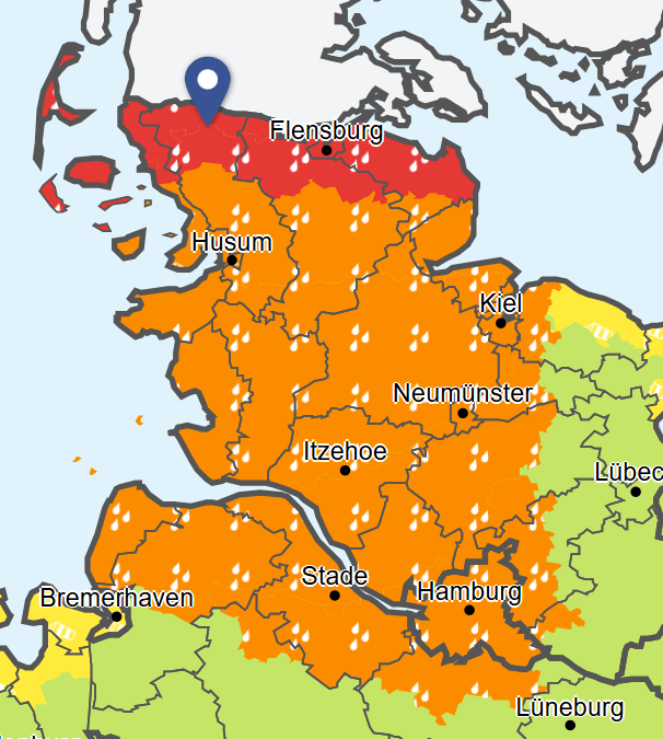 Warnkarte des Deutschen Wetterdienstes (DWD): Das Wetter in Deutschland zeigt sich weiter wechselhaft.