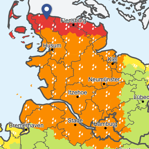 Warnkarte des Deutschen Wetterdienstes (DWD): Das Wetter in Deutschland zeigt sich weiter wechselhaft.