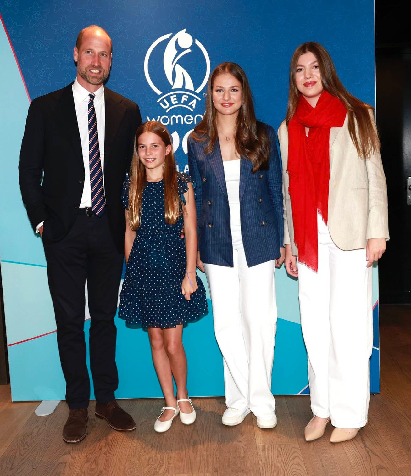 Prinz William und Prinzessin Charlotte mit Leonor und Sofia von Spanien.
