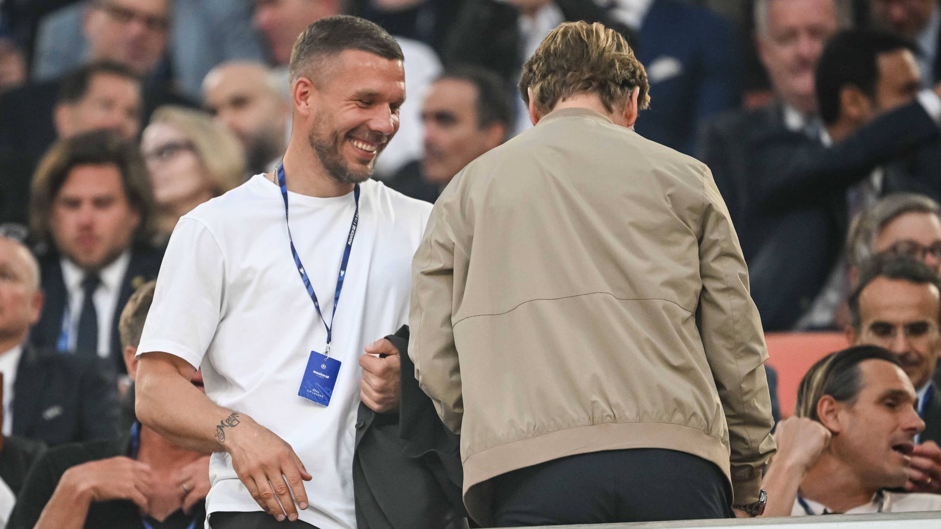 Lukas Podolski beim Champions-League-Finale (Archivbild): Rund um das Endspiel in der Allianz Arena soll sich der Vorfall ereignet haben. Lukas Podolski beim Champions-League-Finale (Archivbild): Rund um das Endspiel in der Allianz Arena soll sich der Vorfall ereignet haben.