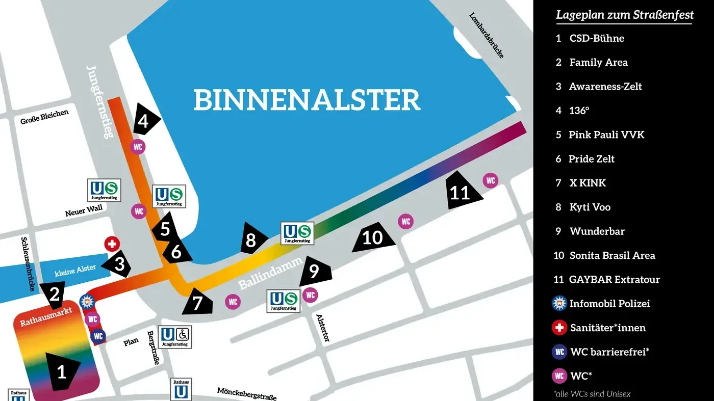 Der Lageplan zum Straßenfest an der Binnenalster.
