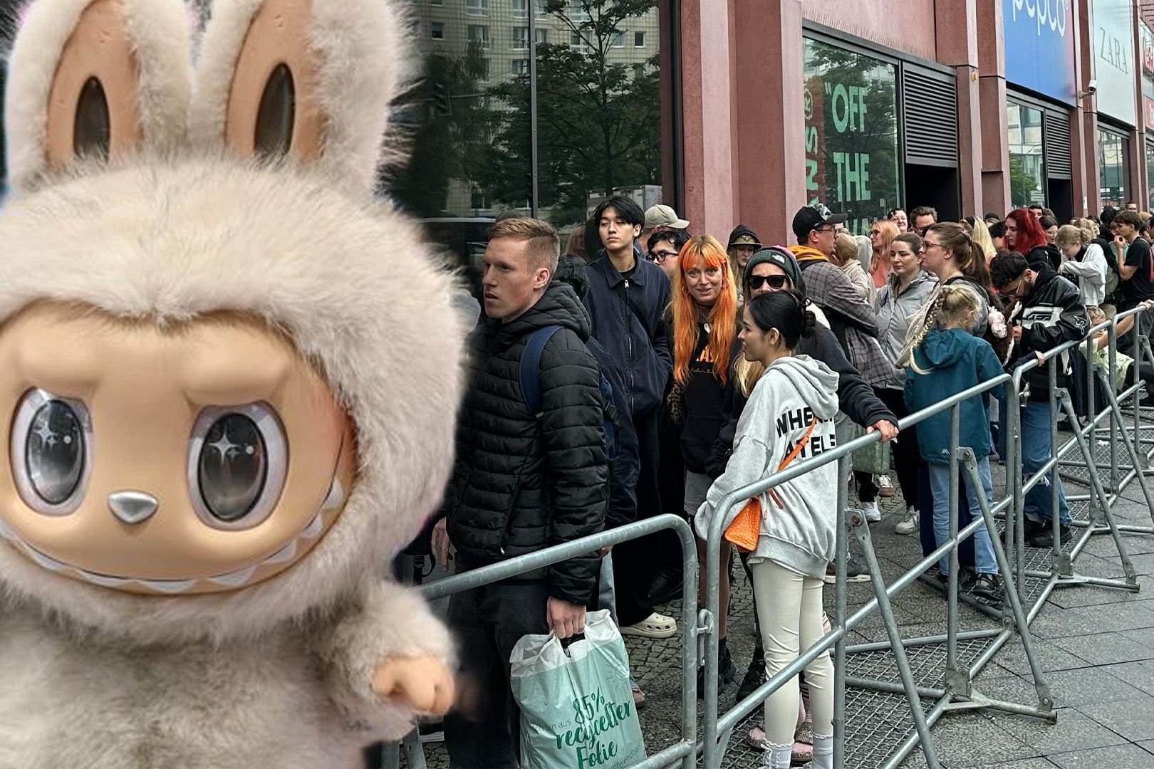 Großer Andrang herrscht bei der Eröffnung im ersten Labubu-Store Deutschlands im Alexa Einkaufscenter: Der chinesische Hersteller und Händler Pop Mart ist vor allem durch seine Labubu-Plüschfiguren bekannt.