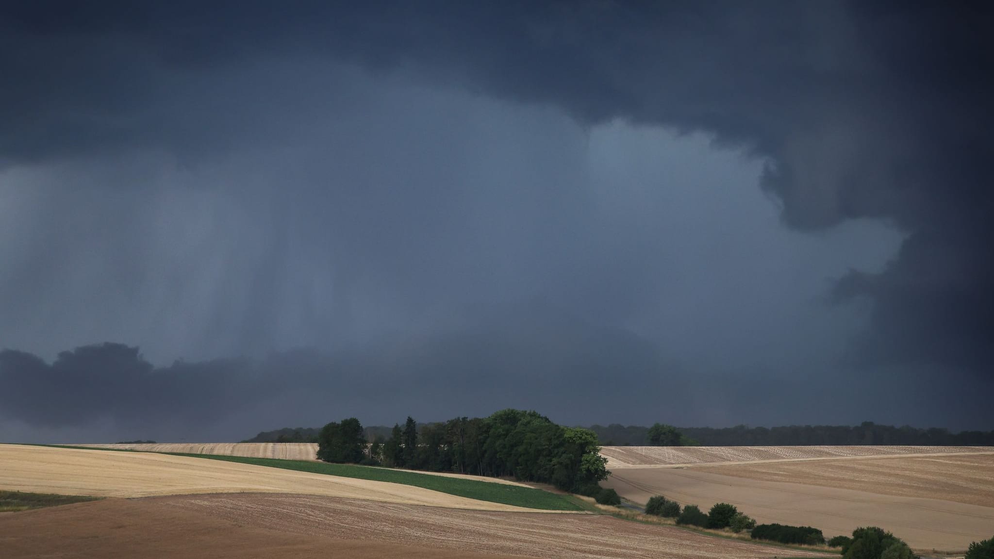 Gewitterwolken über Getreidefeldern