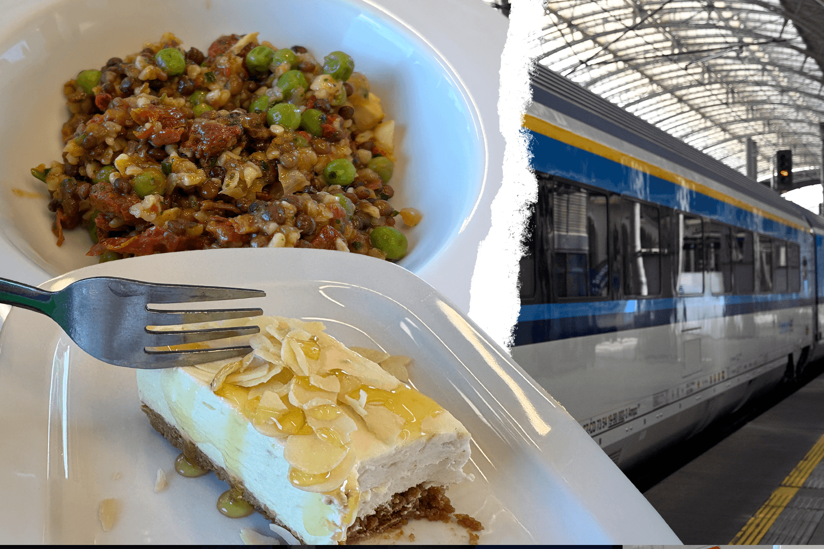 Gerichte aus dem neuen Bordrestaurant im EuroCity der Tschechischen Bahn: Die Auswahl an vegetarischen Gerichten ist nicht groß.