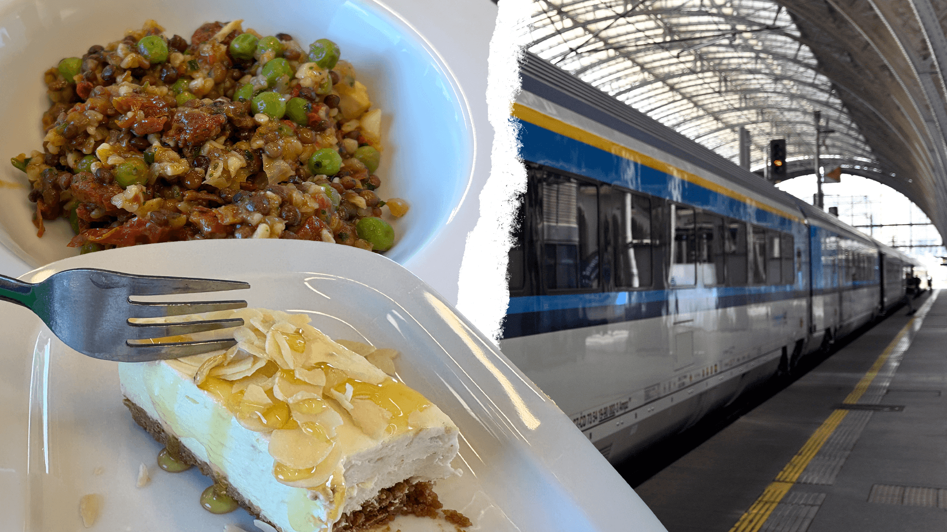Gerichte aus dem neuen Bordrestaurant im EuroCity der Tschechischen Bahn: Die Auswahl an vegetarischen Gerichten ist nicht groß. Gerichte aus dem neuen Bordrestaurant im EuroCity der Tschechischen Bahn: Die Auswahl an vegetarischen Gerichten ist nicht groß.