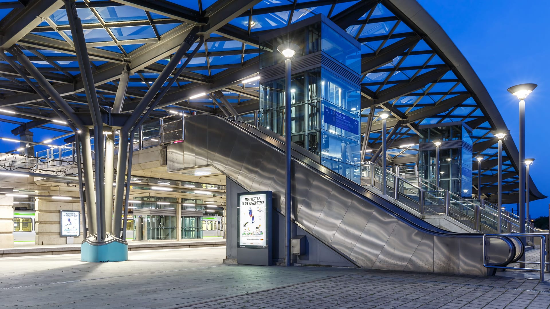 Stadtbahnstation Messe/Ost (Archivbild): An der Endhaltestelle wird Mitte Juli kein Stadtbahnverkehr stattfinden.