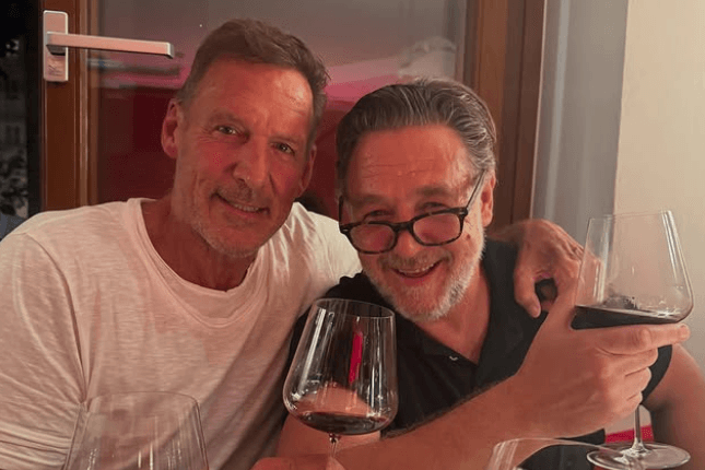 Ralf Moeller und Russell Crowe beim Italiener in München: Dieses Foto veröffentlichte Moeller auf seinem Instagram-Account.