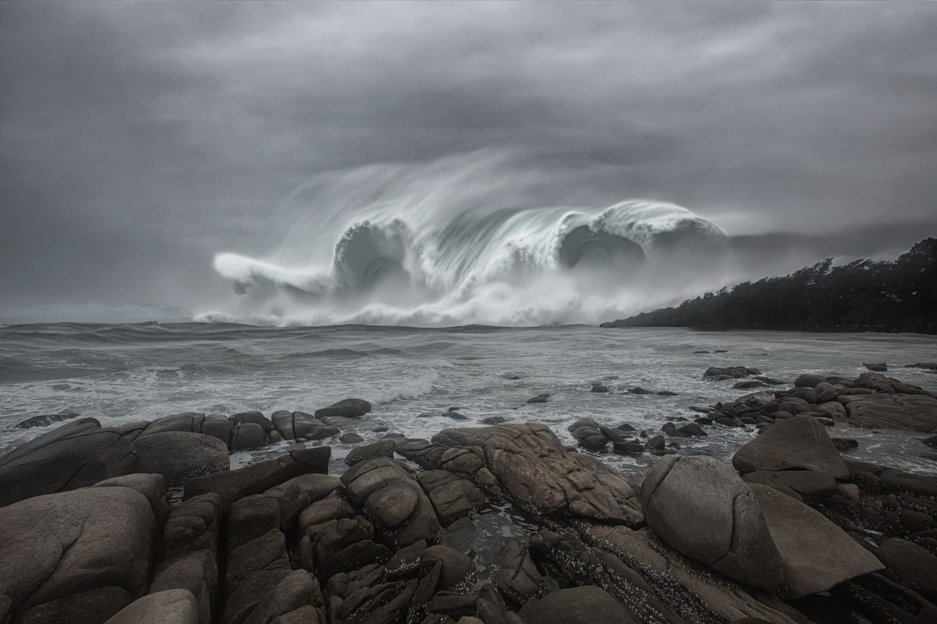 giant waves hitting the coast
