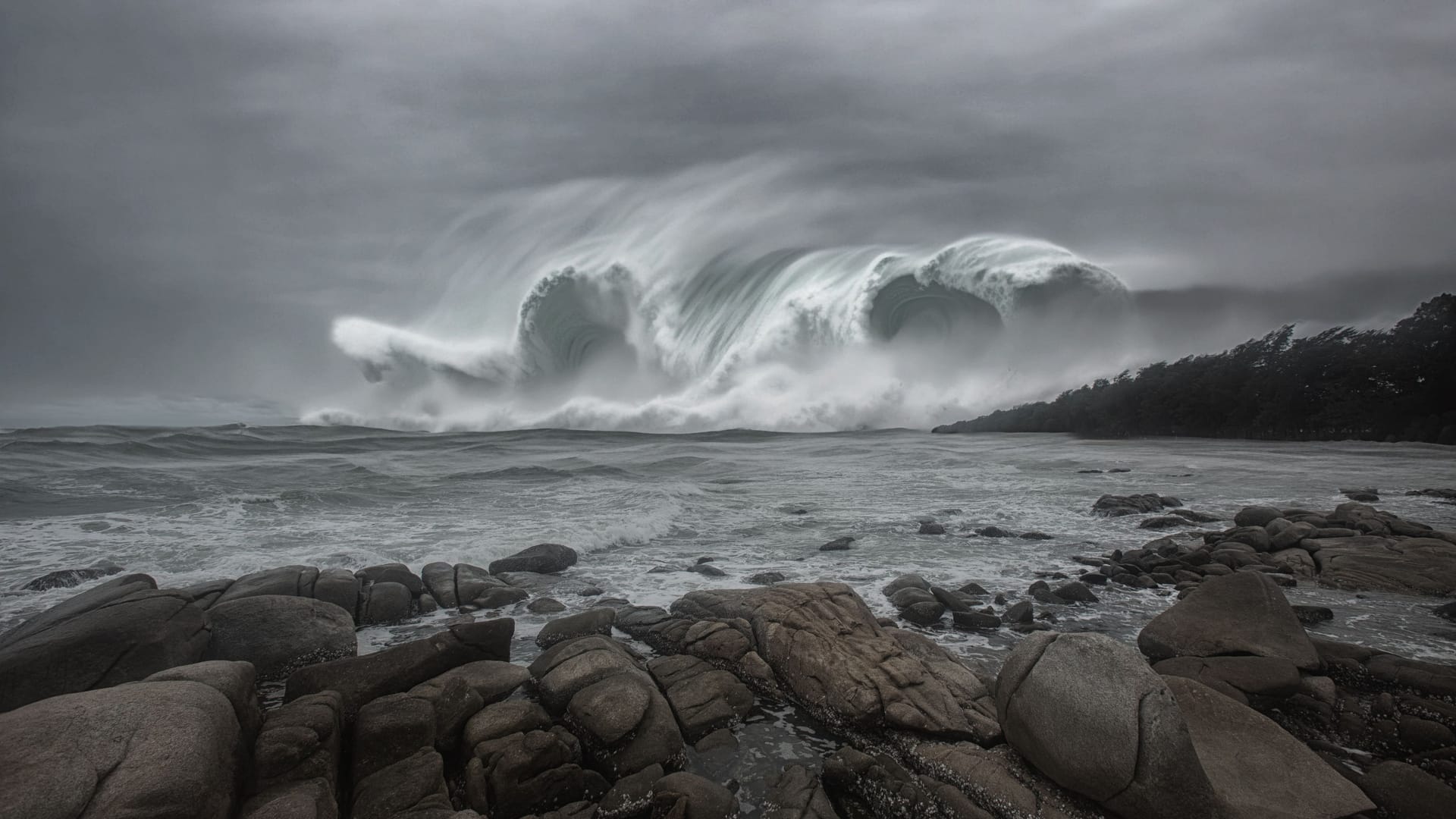 giant waves hitting the coast