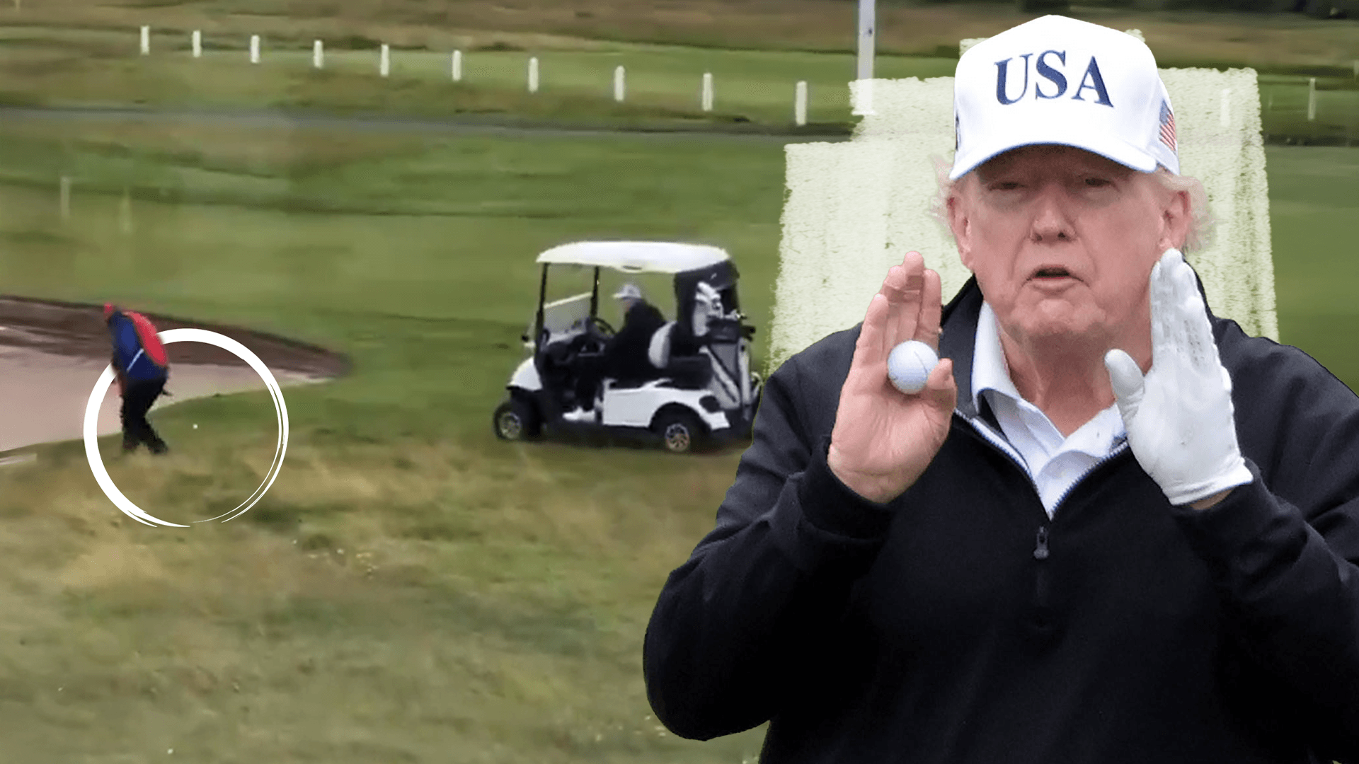 Mutmaßliche Trump-Schummelei: Ein Video soll zeigen, wie ein Caddie Trump den Ball gut spielbar im Rough hinlegt