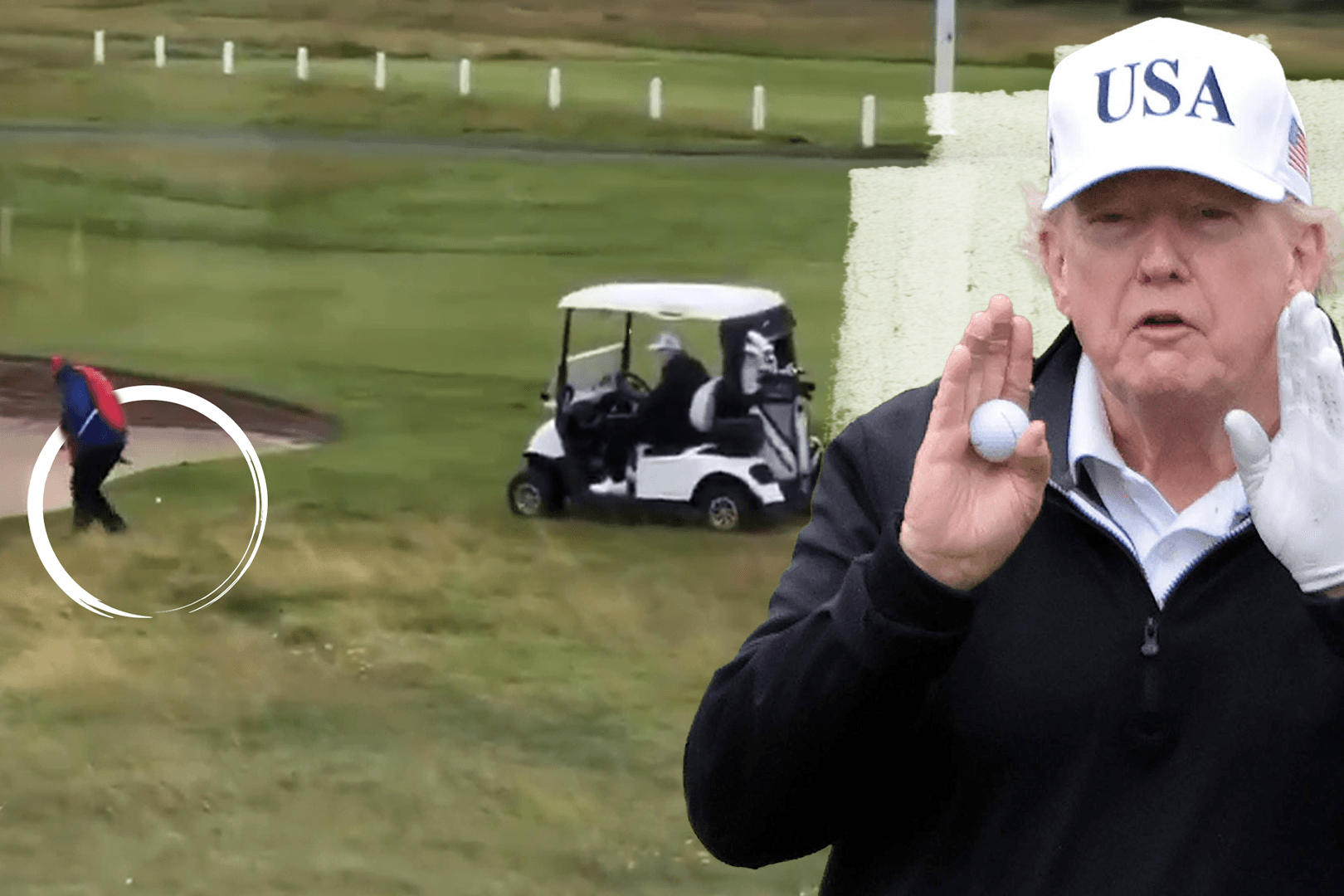 Mutmaßliche Trump-Schummelei: Ein Video soll zeigen, wie ein Caddie Trump den Ball gut spielbar im Rough hinlegt Mutmaßliche Trump-Schummelei: Ein Video soll zeigen, wie ein Caddie Trump den Ball gut spielbar im Rough hinlegt