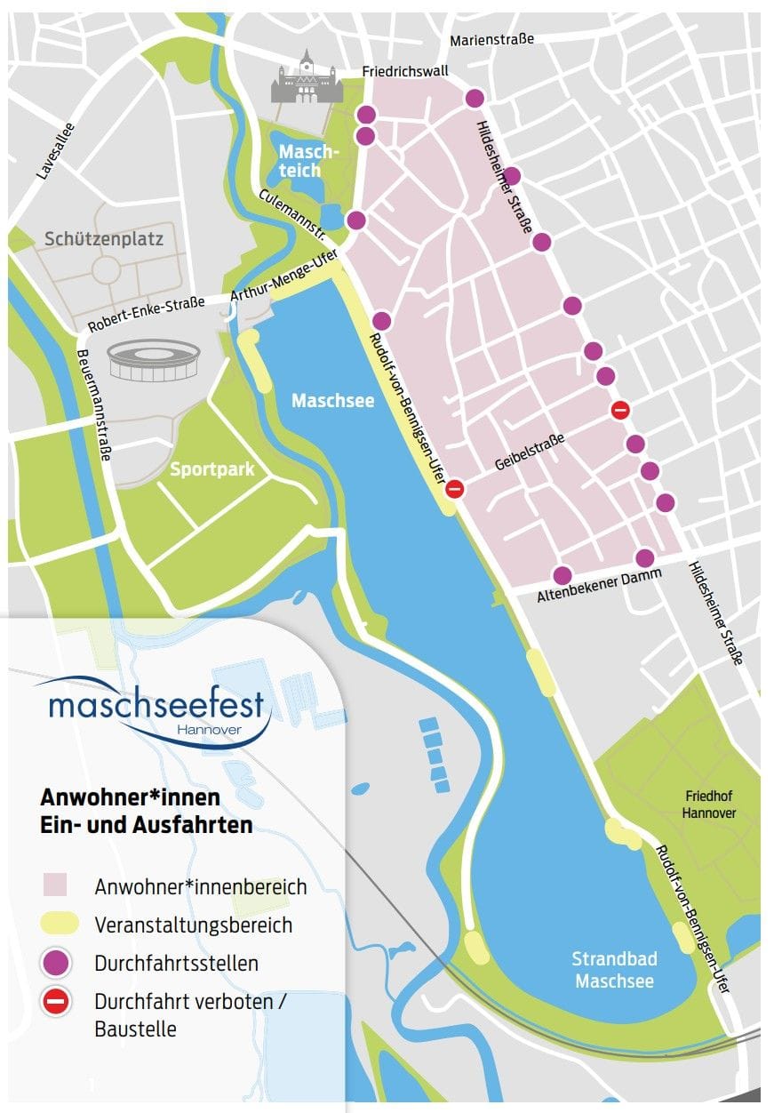 In den hellrosa gefärbten Bereich dürfen in den Abendstunden nur Anwohner einfahren. So soll verhindert werden, dass die Südstadt zugeparkt wird.