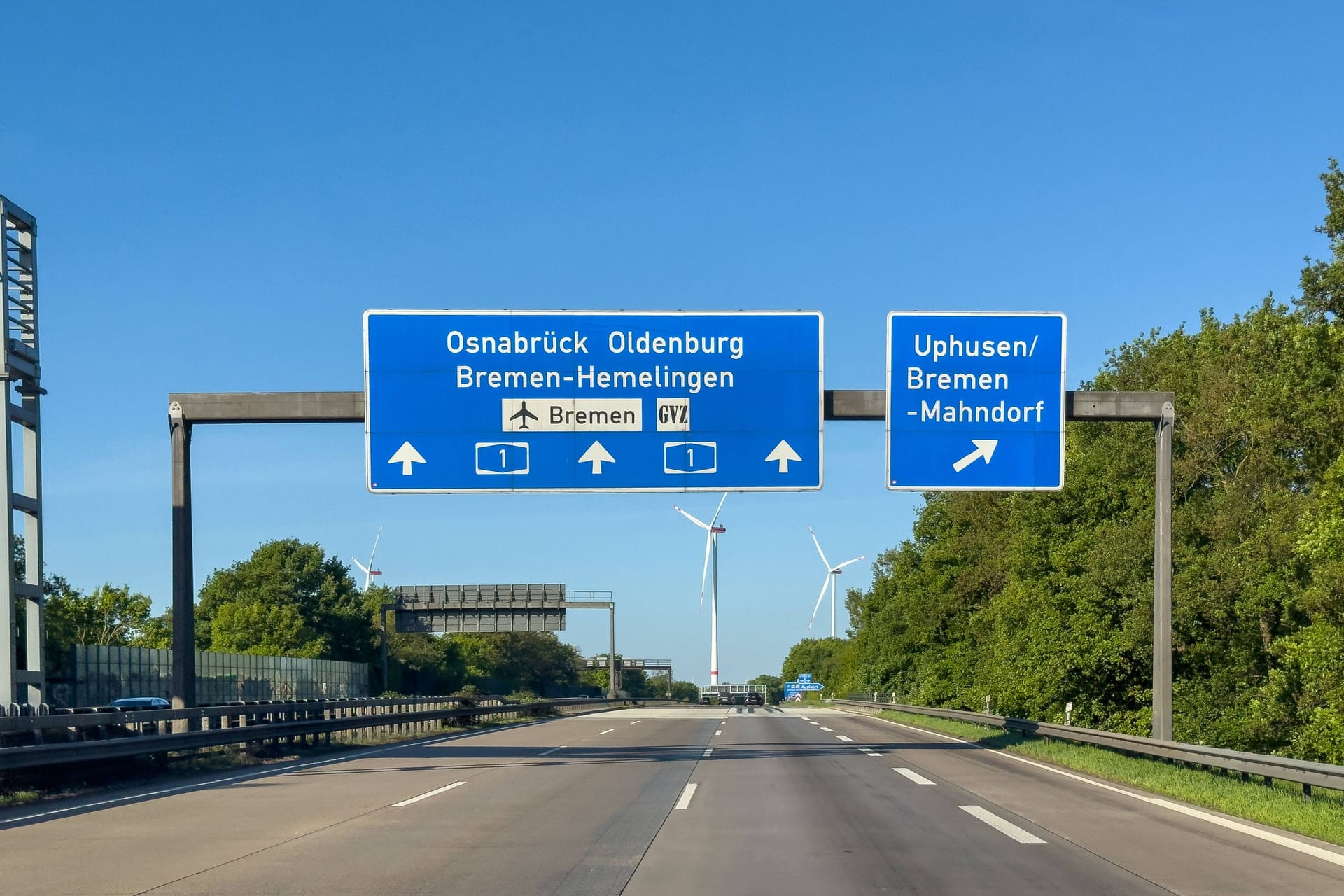 A1 mit der Abfahrt nach Uphusen/Bremen-Mahndorf: Die Anschlussstelle wird im Herbst saniert.