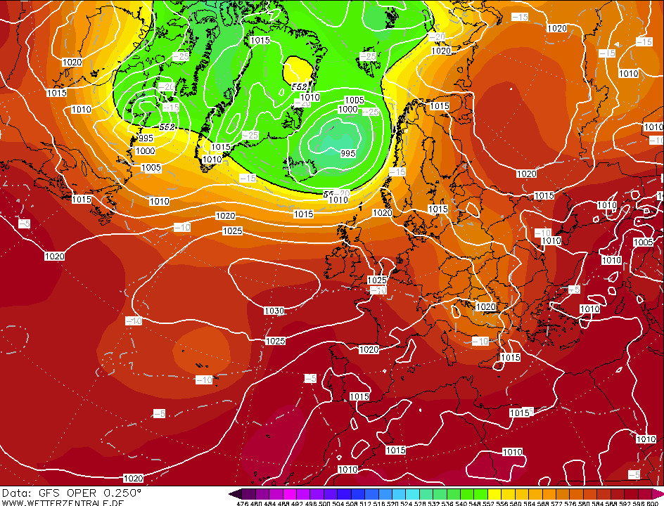Wetter in Deutschland: Ein Lauf des GFS-Wettermodells für den 10. August