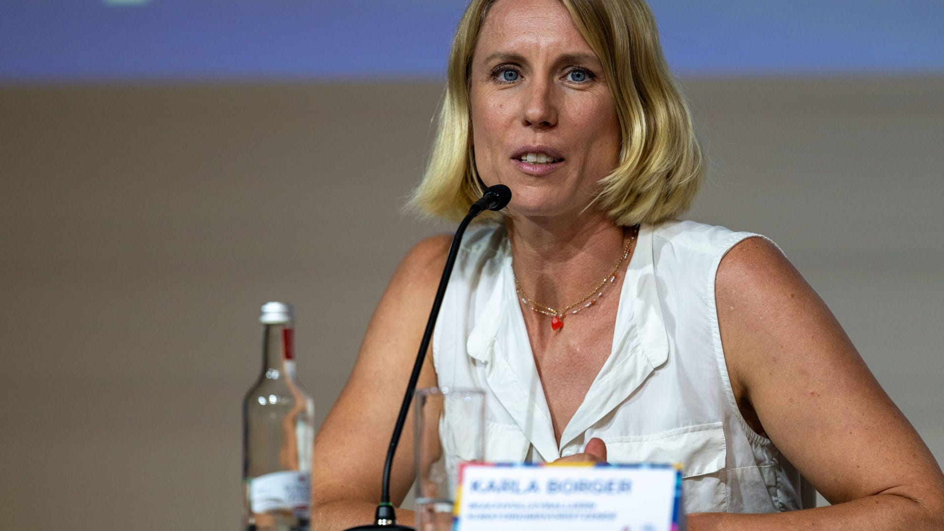 Die Eröffnungs-Pressekonferenz der Fisu Games am Dienstag, unter anderem mit Karla Borger, ehemalige Vizeweltmeisterin im Volleyball.