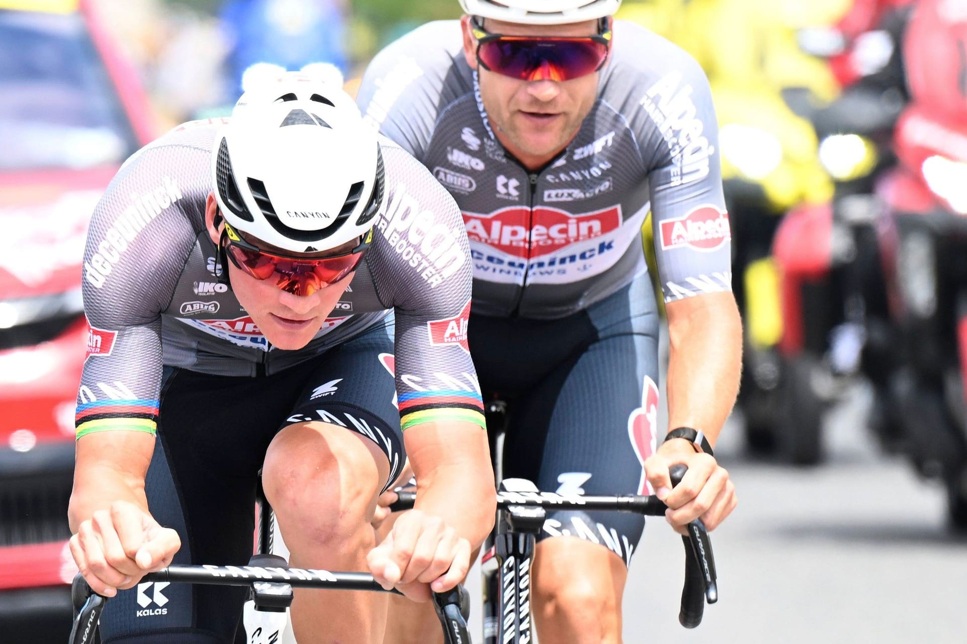 Mathieu van der Poel (vorne) und Jonas Rickaert: Das Duo ergriff die Flucht auf der neunten Etappe. Mathieu van der Poel (vorne) und Jonas Rickaert: Das Duo ergriff die Flucht auf der neunten Etappe.