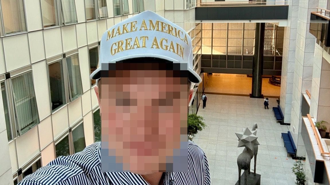 CDU-Mitglied und Trump-Unterstützer mit MAGA-Mütze: "Es geht mir um ein Statement". CDU-Mitglied und Trump-Unterstützer mit MAGA-Mütze: "Es geht mir um ein Statement".