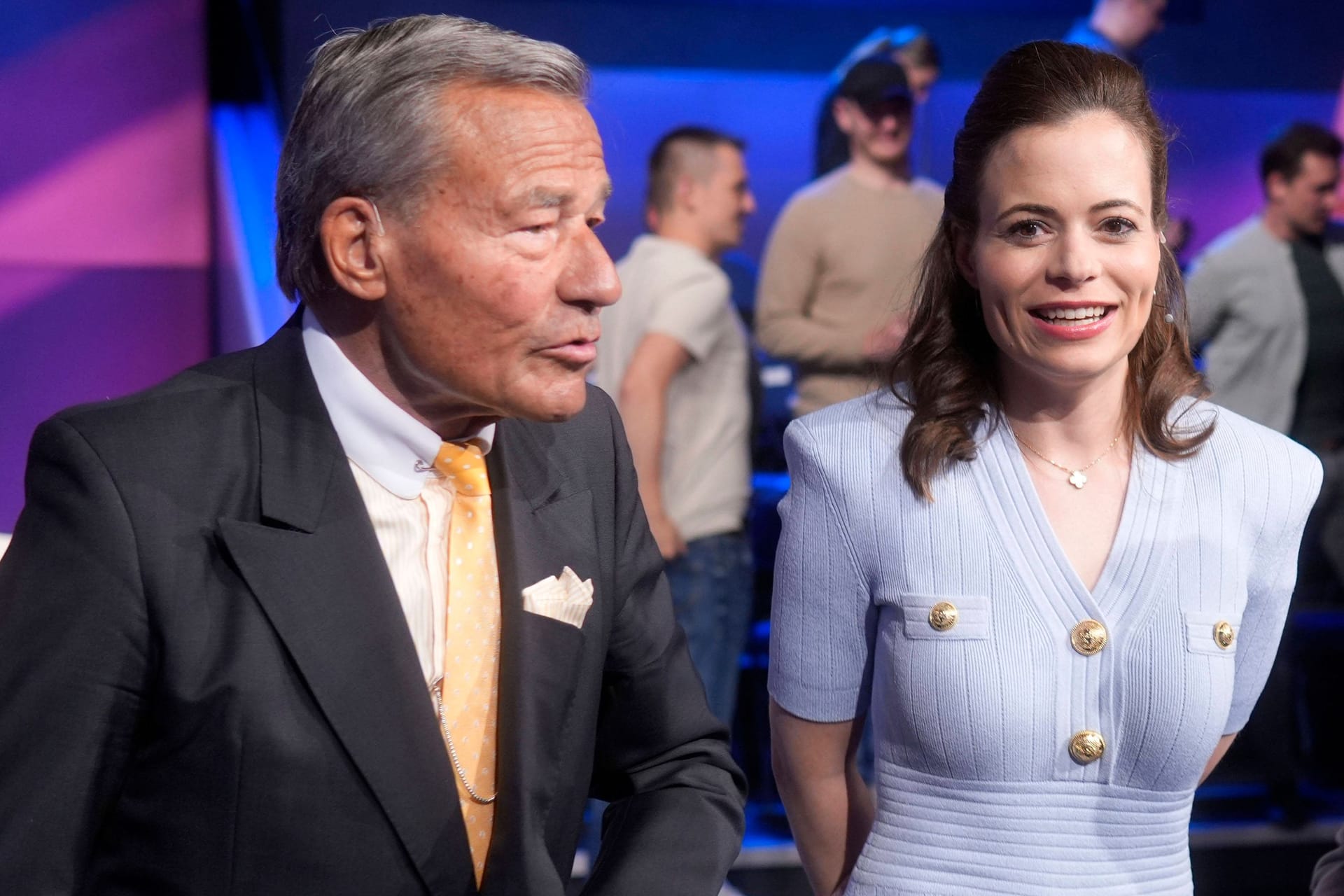 Wolfgang Grupp und seine Tochter Bonita Grupp im Mai 2025 bei Sandra Maischberger in der ARD-Talkshow.