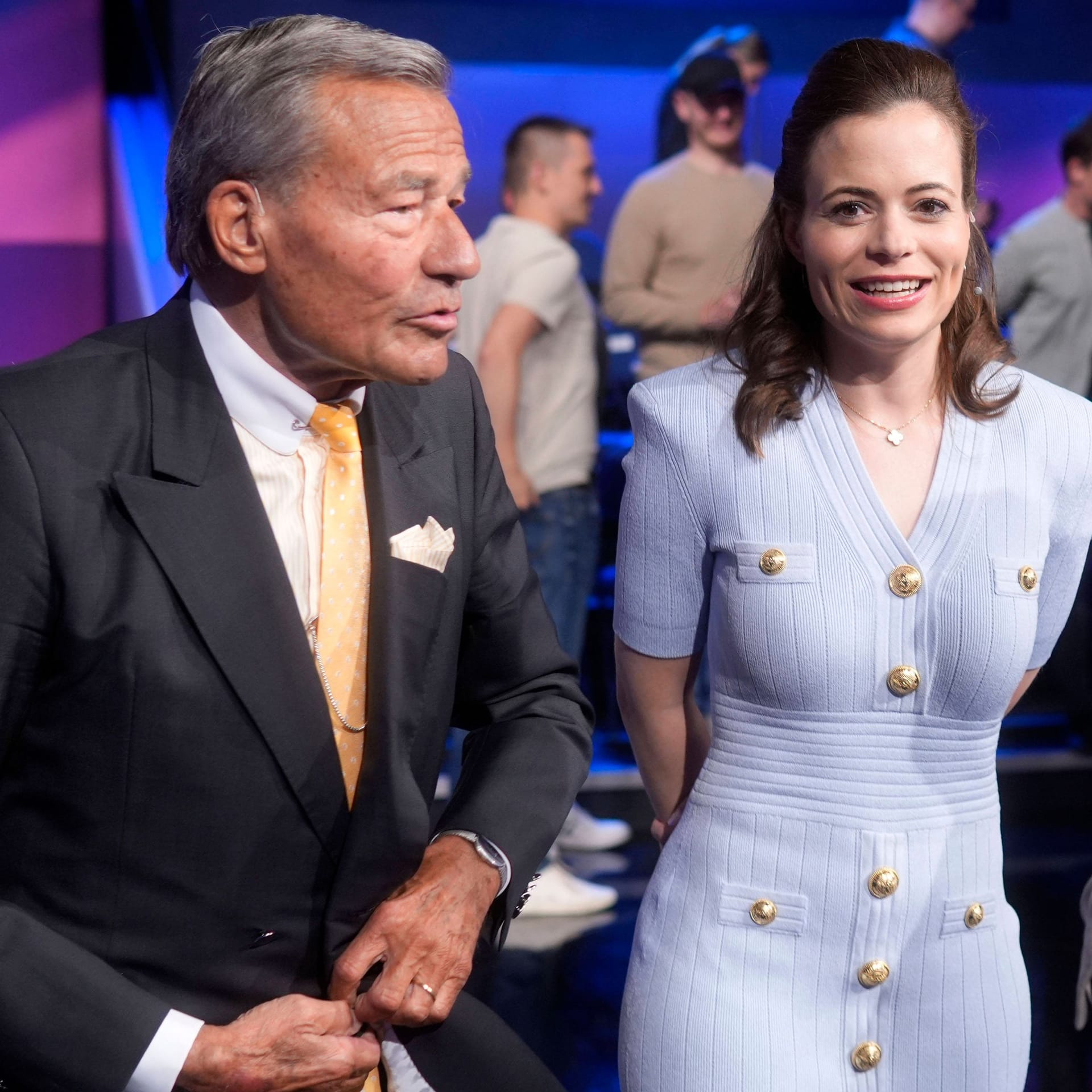 Wolfgang Grupp und seine Tochter Bonita Grupp im Mai 2025 bei Sandra Maischberger in der ARD-Talkshow.
