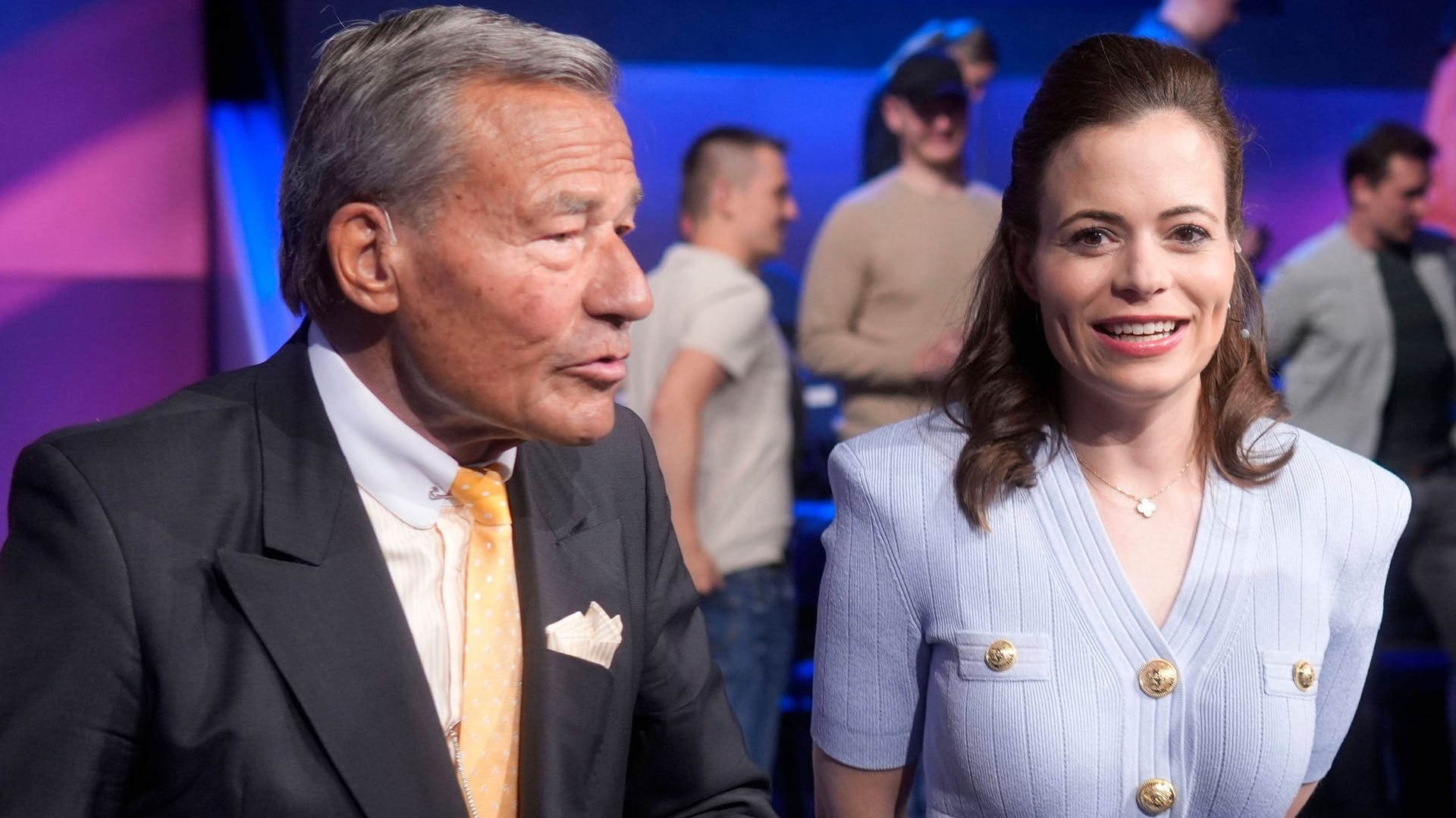 Wolfgang Grupp und seine Tochter Bonita Grupp im Mai 2025 bei Sandra Maischberger in der ARD-Talkshow.