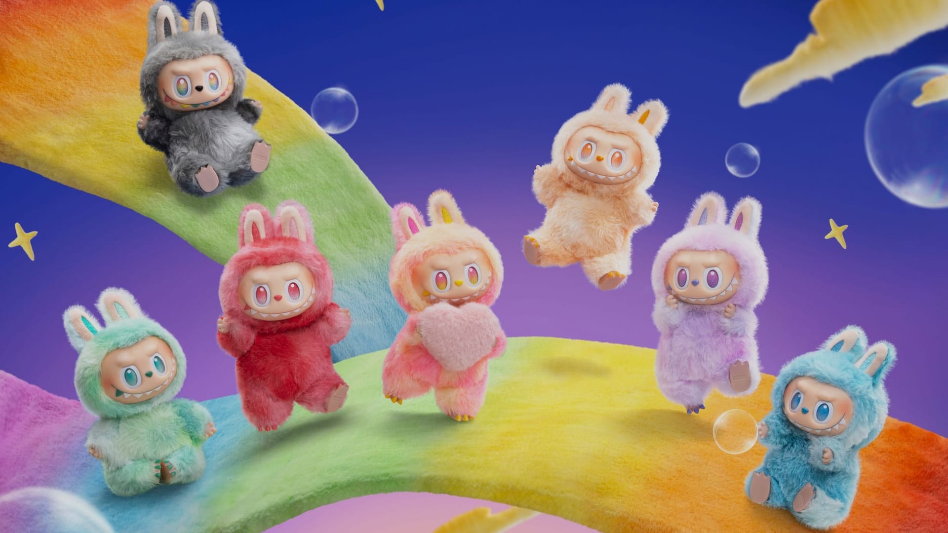 Labubus auf einem Regenbogen: Der Hype um diese Kult-Monster erreicht nun auch Deutschland. Labubus auf einem Regenbogen: Der Hype um diese Kult-Monster erreicht nun auch Deutschland.