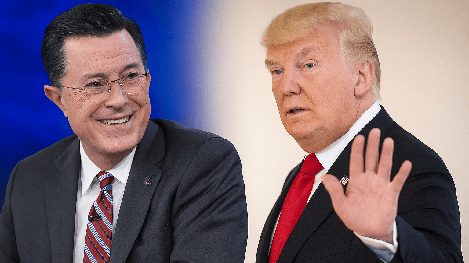 Stephen Colbert und Donald Trump: Der US-Moderator macht sich gerne über den amtierenden Präsidenten der USA lustig. Stephen Colbert und Donald Trump: Der US-Moderator macht sich gerne über den amtierenden Präsidenten der USA lustig.