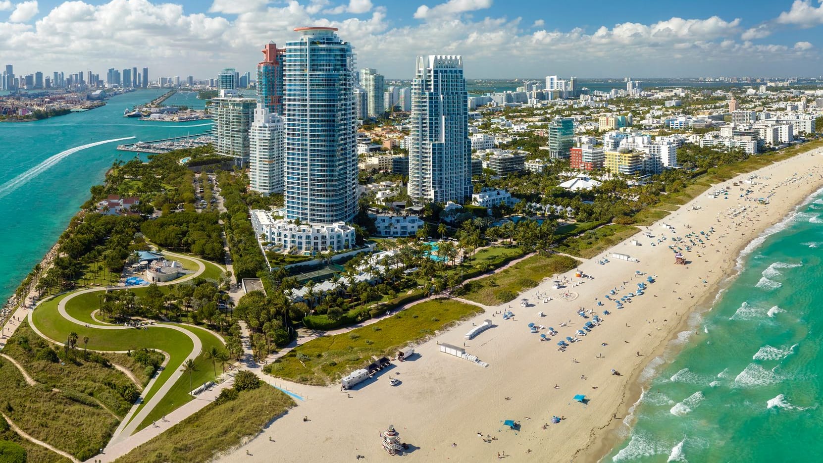 Panoramablick auf Miami Beach in Florida, USA