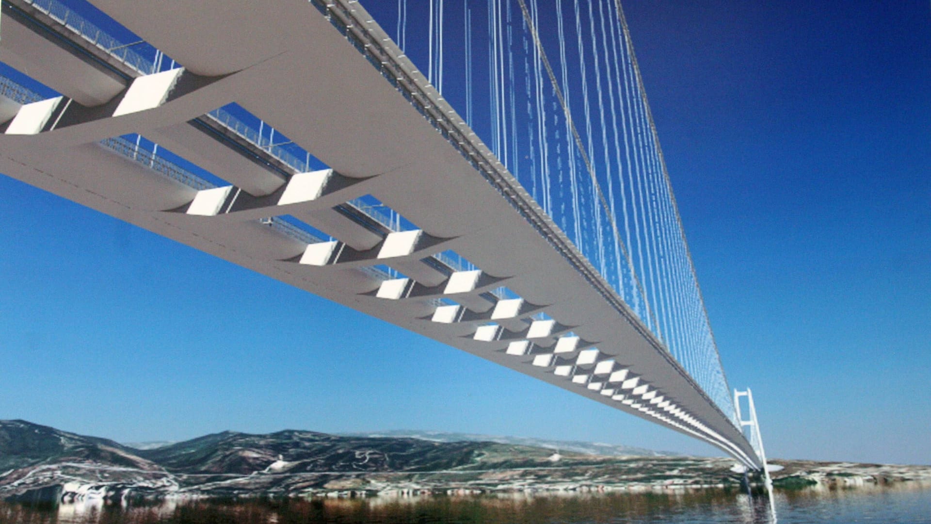 Eine Computergrafik zeigt die Brücke über die Straße von Messina: Der Bau soll Sizilien mit dem italienischen Festland verbinden.