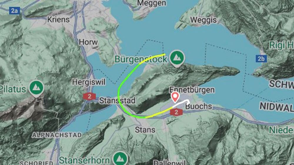 Die Route des Unglücksfliegers: Kurz nach dem Start versank das Kleinflugzeug in einem See nahe Luzern.