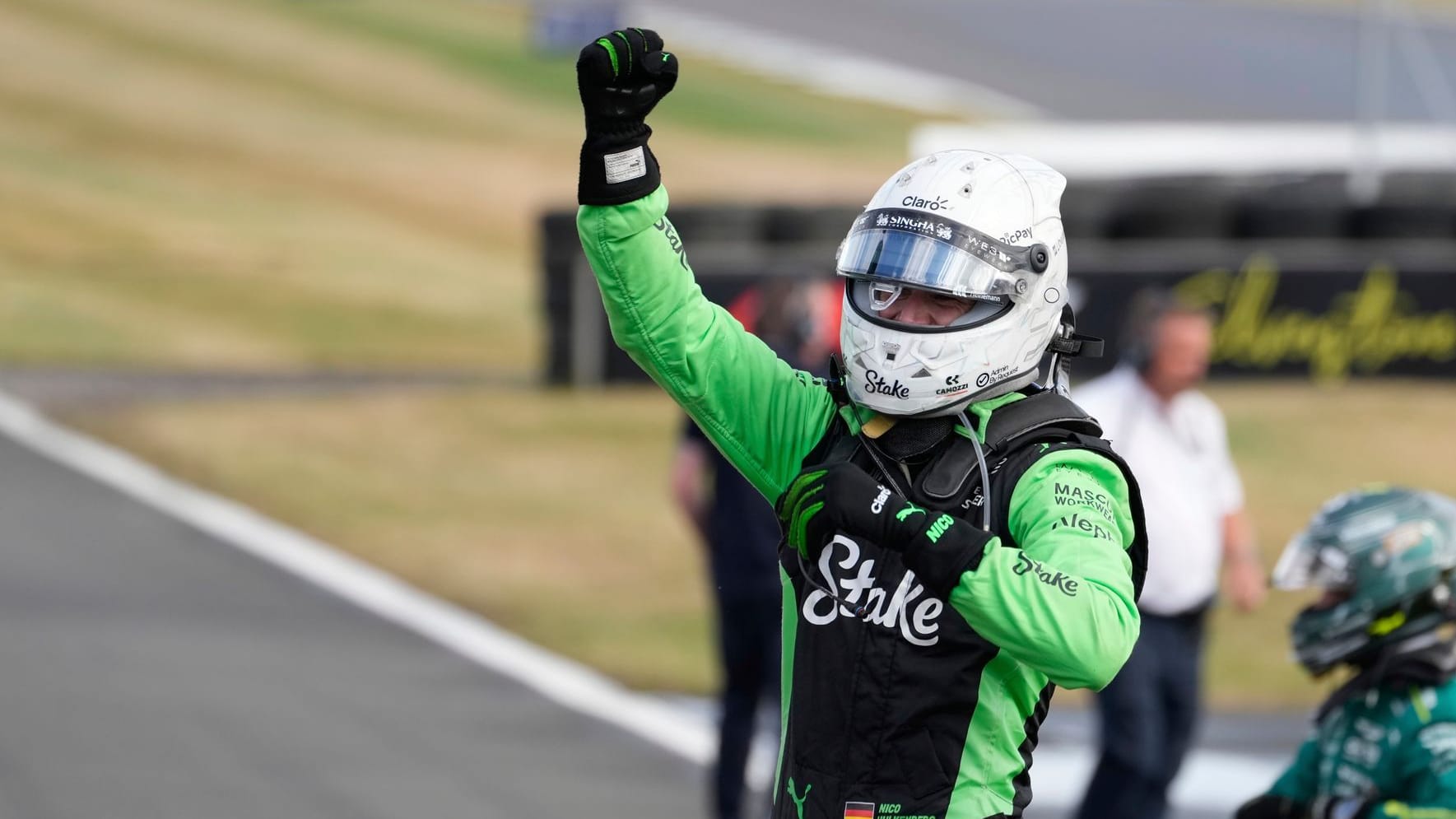 Nico Hülkenberg jubelt: Zum ersten Mal in seiner Karriere schaffte er es in der Formel 1 auf das Podest.