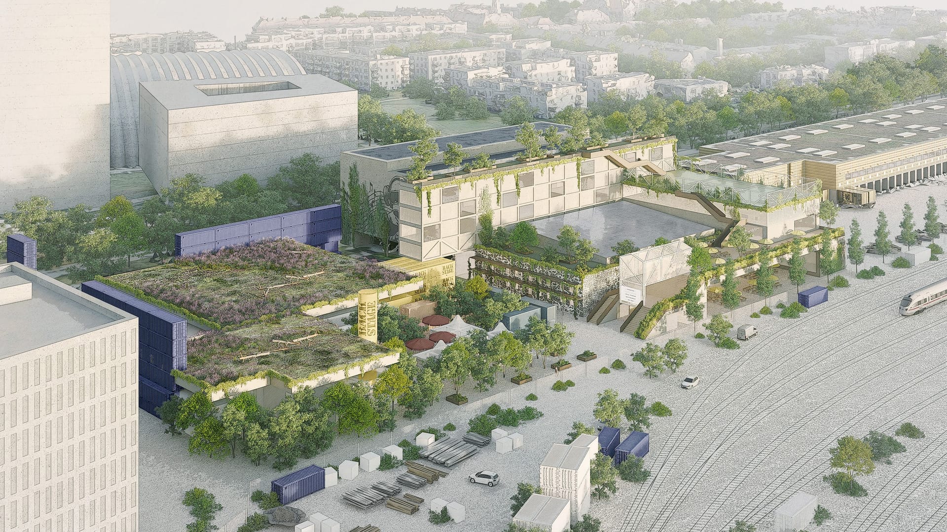 Konzerthalle, Techno-Club, Parkhaus und Biergarten: Modell des neuen Kulturzentrums, wie es einmal aussehen soll.
