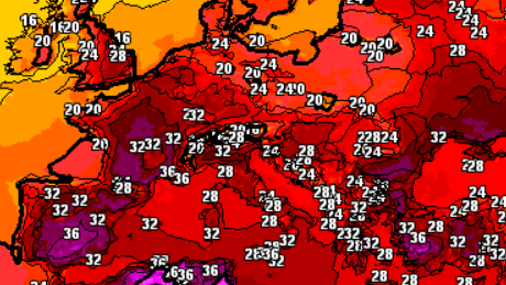 Das ICON-Wettermodell für den 14. Juli: Es wird zwar heiß in Deutschland, aber nicht so extrem wie befürchtet.