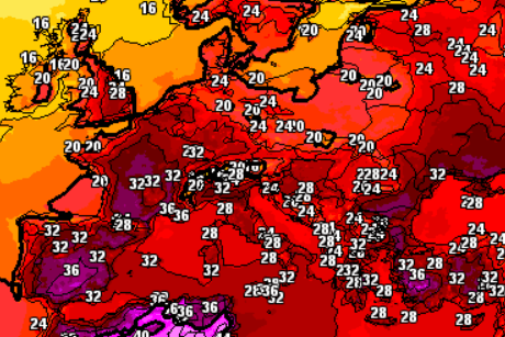 Das ICON-Wettermodell für den 14. Juli: Es wird zwar heiß in Deutschland, aber nicht so extrem wie befürchtet.