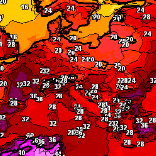 Das ICON-Wettermodell für den 14. Juli: Es wird zwar heiß in Deutschland, aber nicht so extrem wie befürchtet.