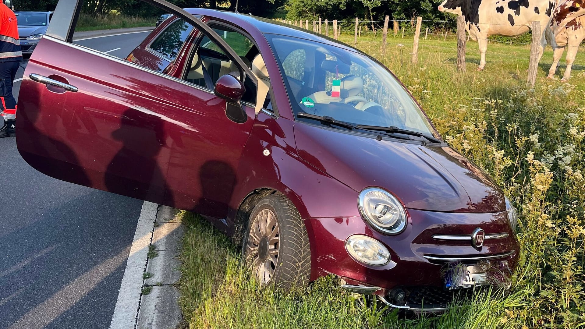 Unfall in Lammersdorf: Ein Mann fuhr in einen Graben.