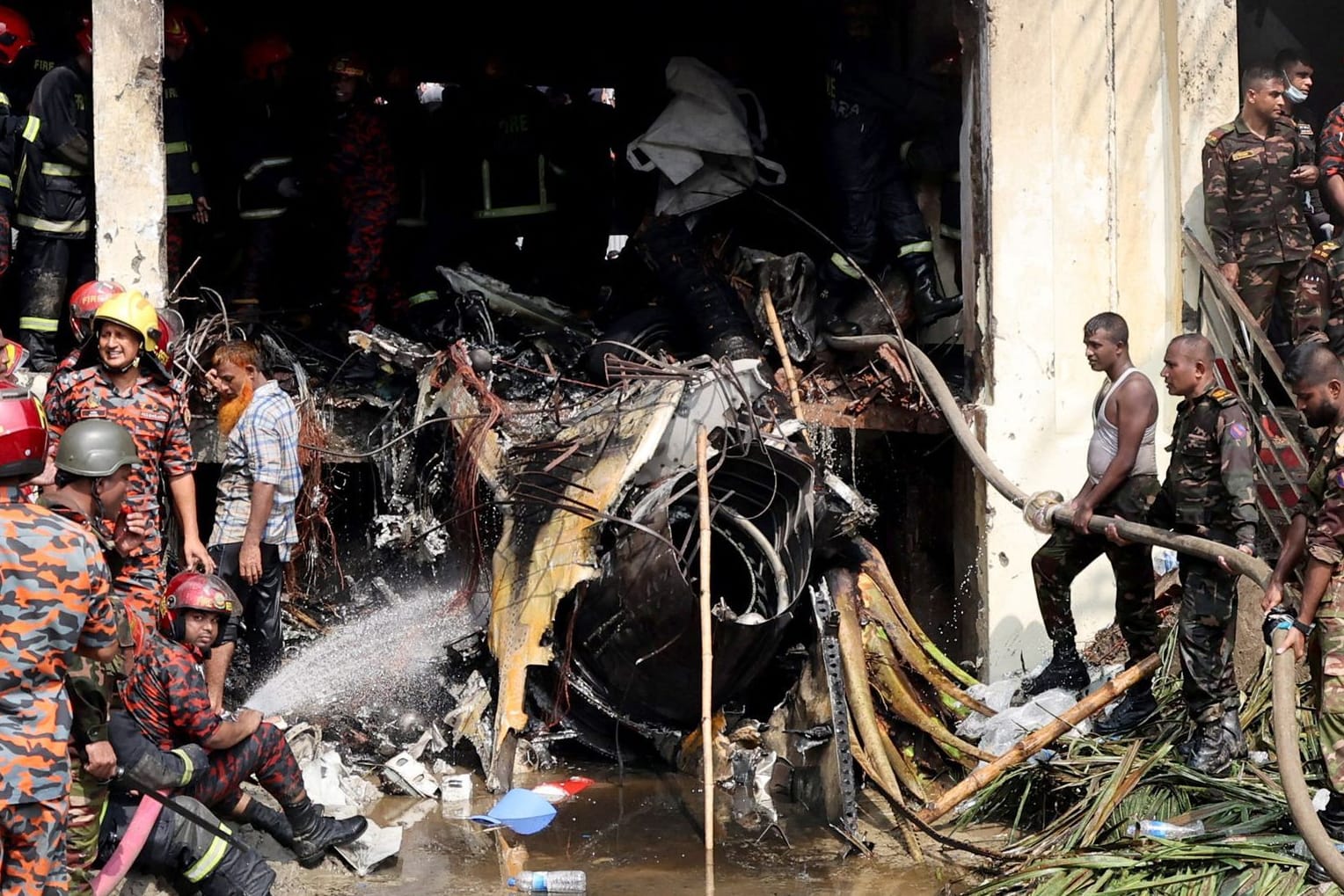 Air force training aircraft crashed into Milestone College campus, in Dhaka