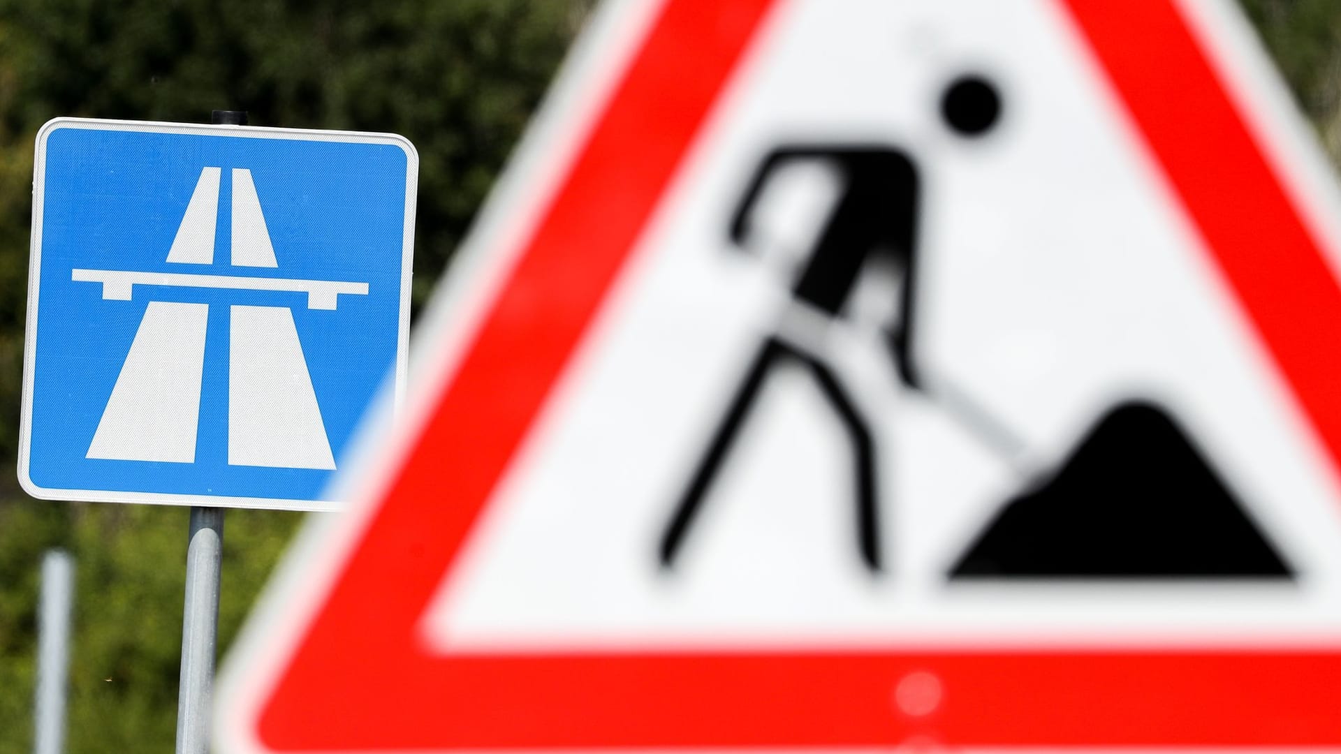 Baustelle auf Autobahn Baustelle auf Autobahn