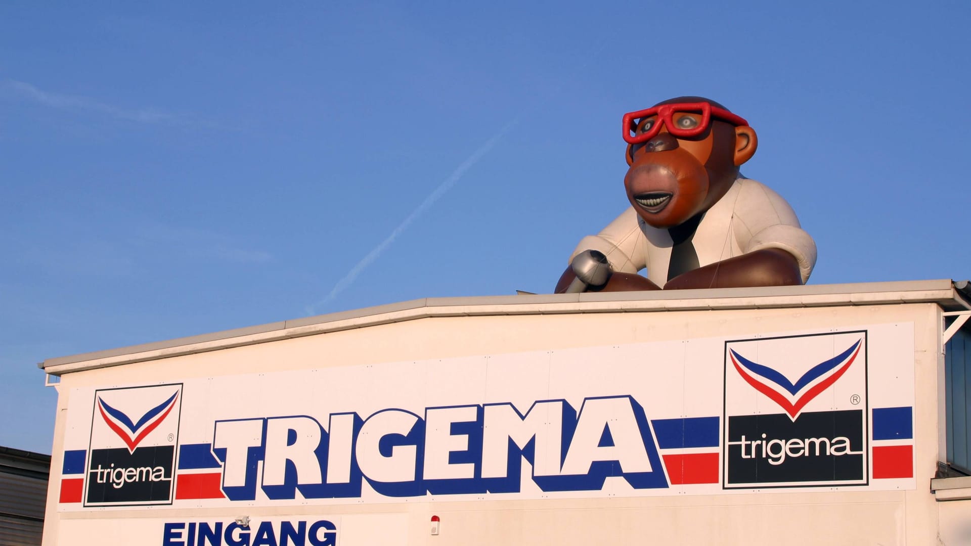 Affe als Werbefigur: Produktionsstätte der Trigema GmbH & Co. KG in Wetterau.