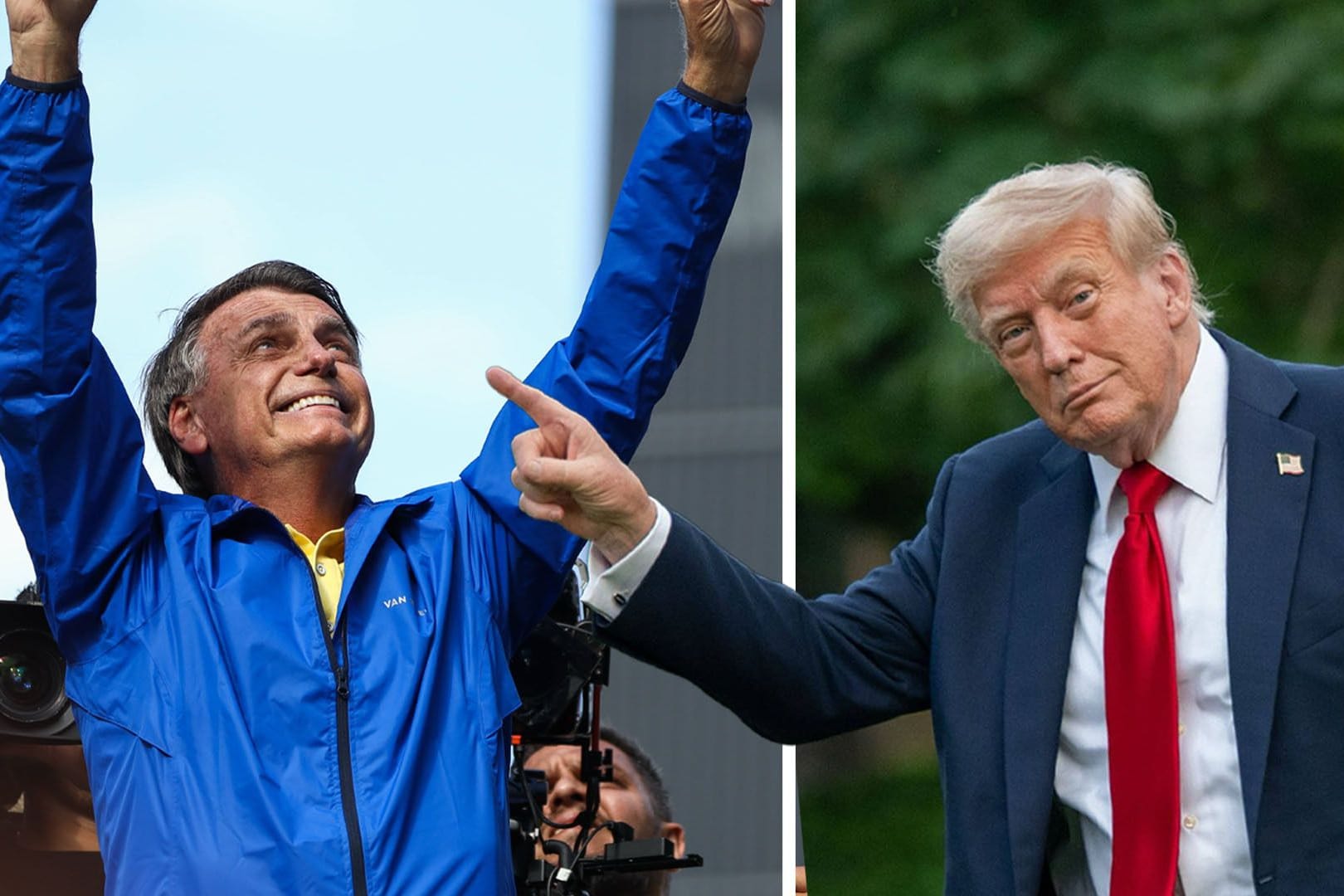 Brasiliens Ex-Präsident Jair Bolsonaro (links) und US-Präsident Donald Trump (rechts): Die beiden Rechtspopulisten verbindet eine Freundschaft. Brasiliens Ex-Präsident Jair Bolsonaro (links) und US-Präsident Donald Trump (rechts): Die beiden Rechtspopulisten verbindet eine Freundschaft.
