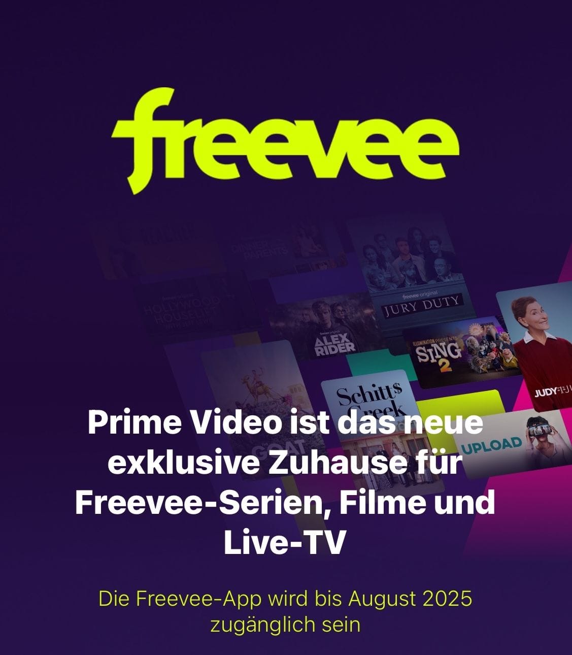 Freevee-App: Hier weist Amazon auf das Ende von Freevee hin.
