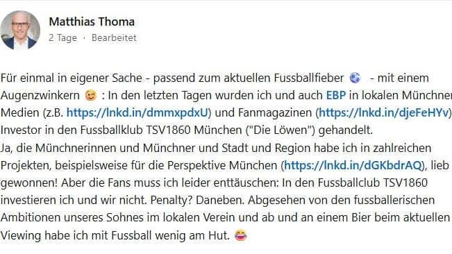 Die Richtigstellung von Matthias Thoma: Der Geschäftsmann aus der Schweiz scheint einen Doppelgänger zu haben.
