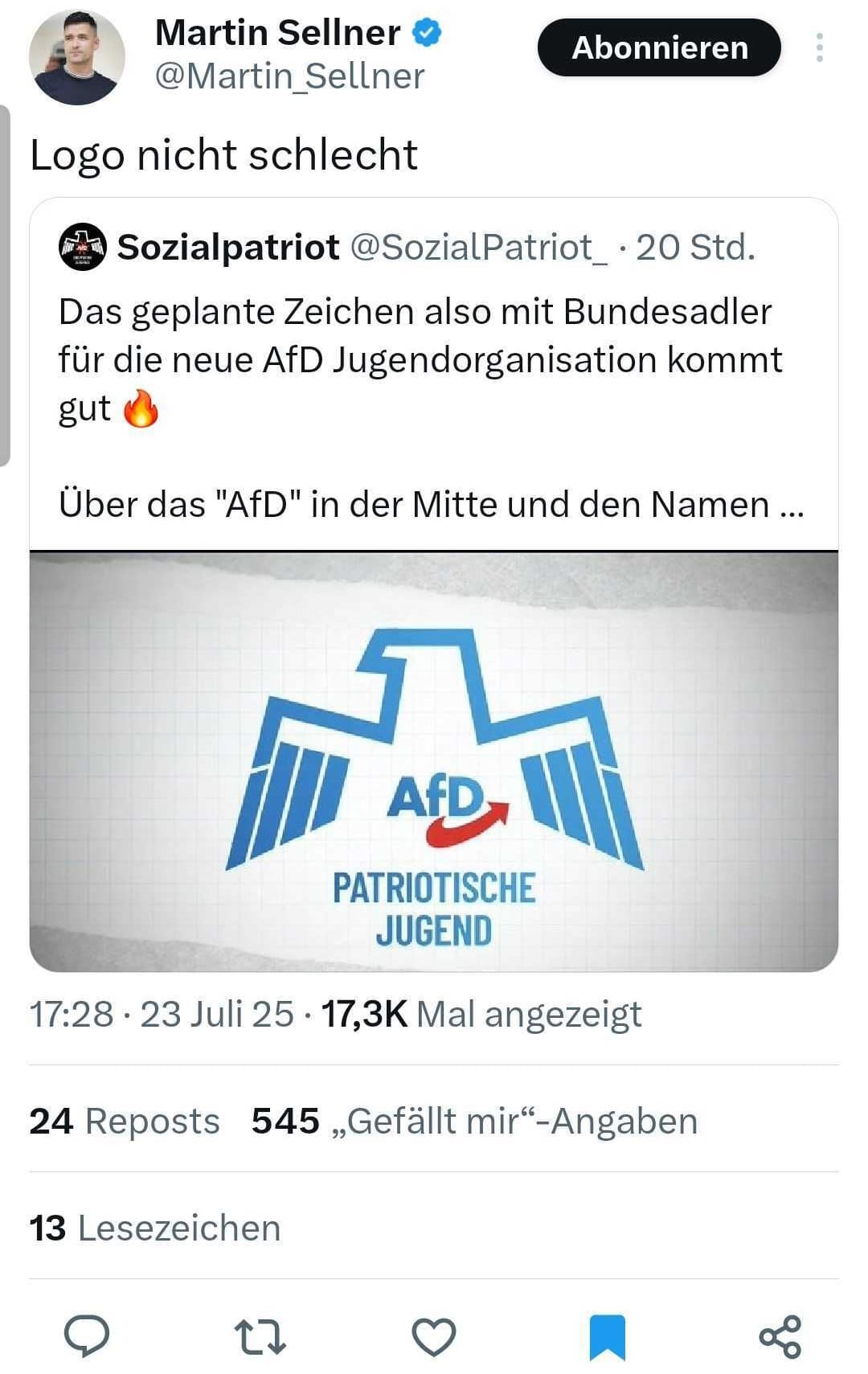 Screenshot Martin Sellner/X