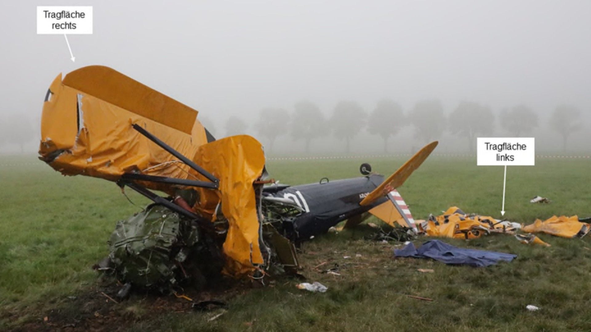 Die Unglücksmaschine: Der Pilot konnte sich selbst aus dem Wrack befreien, eine Frau, die als Fluggast an Bord war, starb.
