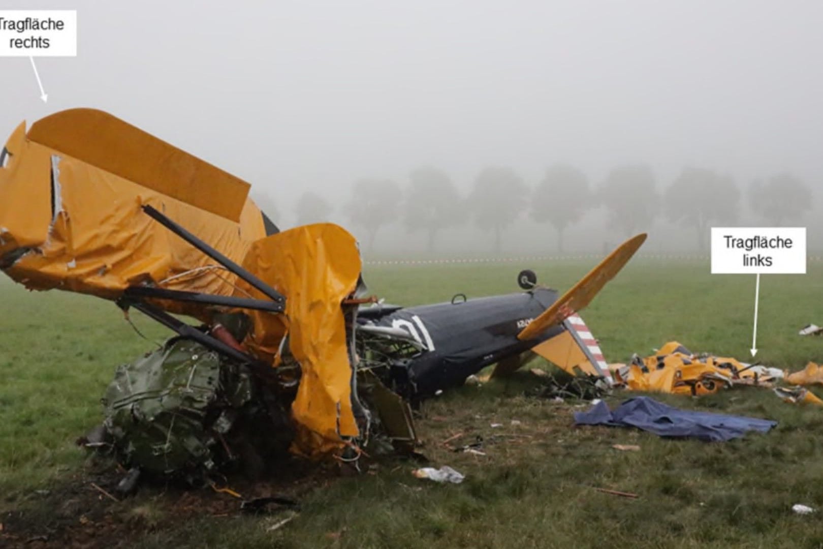 Die Unglücksmaschine: Der Pilot konnte sich selbst aus dem Wrack befreien, eine Frau, die als Fluggast an Bord war, starb.