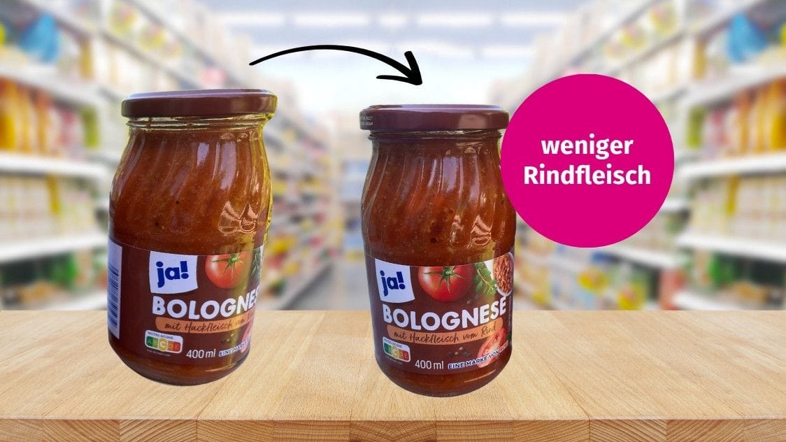 In der ja! Bolognese ist nun weniger Fleisch.