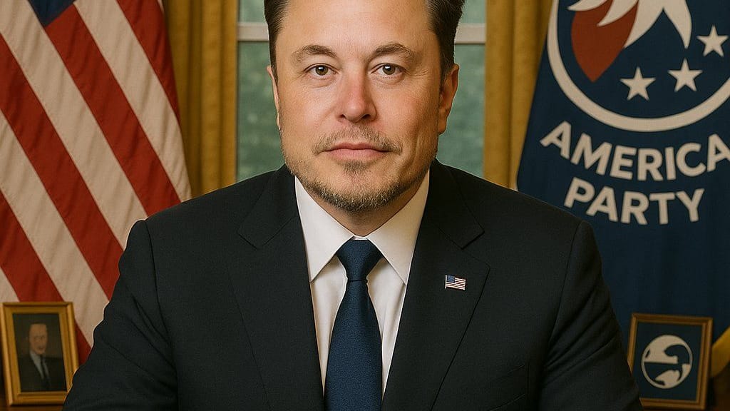 KI-generiertes Bild von Elon Musk im Weißen Haus: Aus der Propaganda der neuen Partei lassen sich Programm und Strategie ablesen.